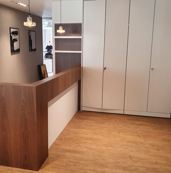 bespoke office reception desk cupboards